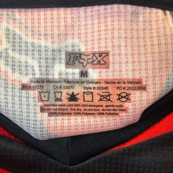 Fox Racing Motocross Gear Men’s Red and Black Honda Long Sleeve Jersey Medium - Picture 10 of 10